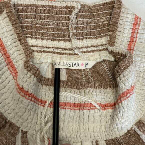 Vanilla Star Linen Gauze Flyaway Palazzo Pants M Wide Waist Split Sides Striped - Picture 11 of 13